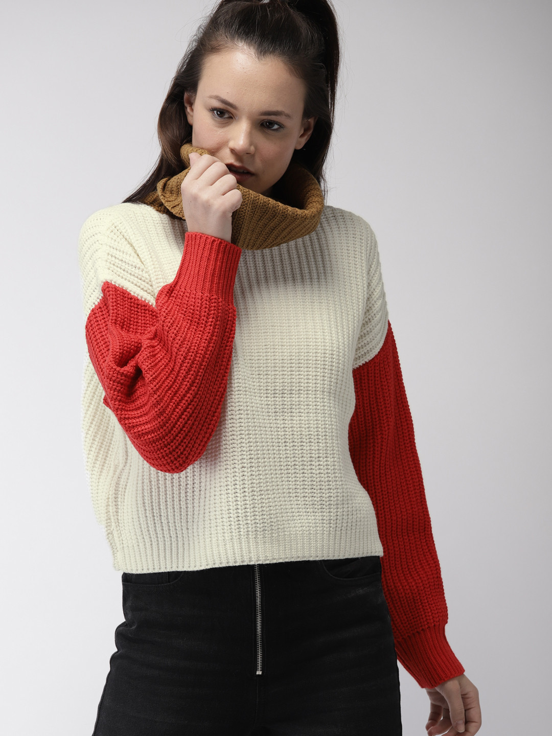 Buy FOREVER 21 Women Cream Coloured Solid Pullover Sweaters for Women