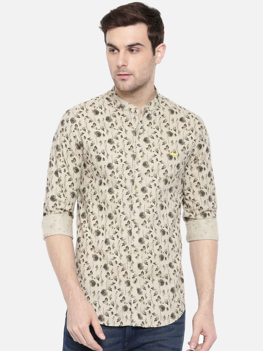 Buy The Indian Garage Co Men Beige Regular Fit Printed Casual Shirt