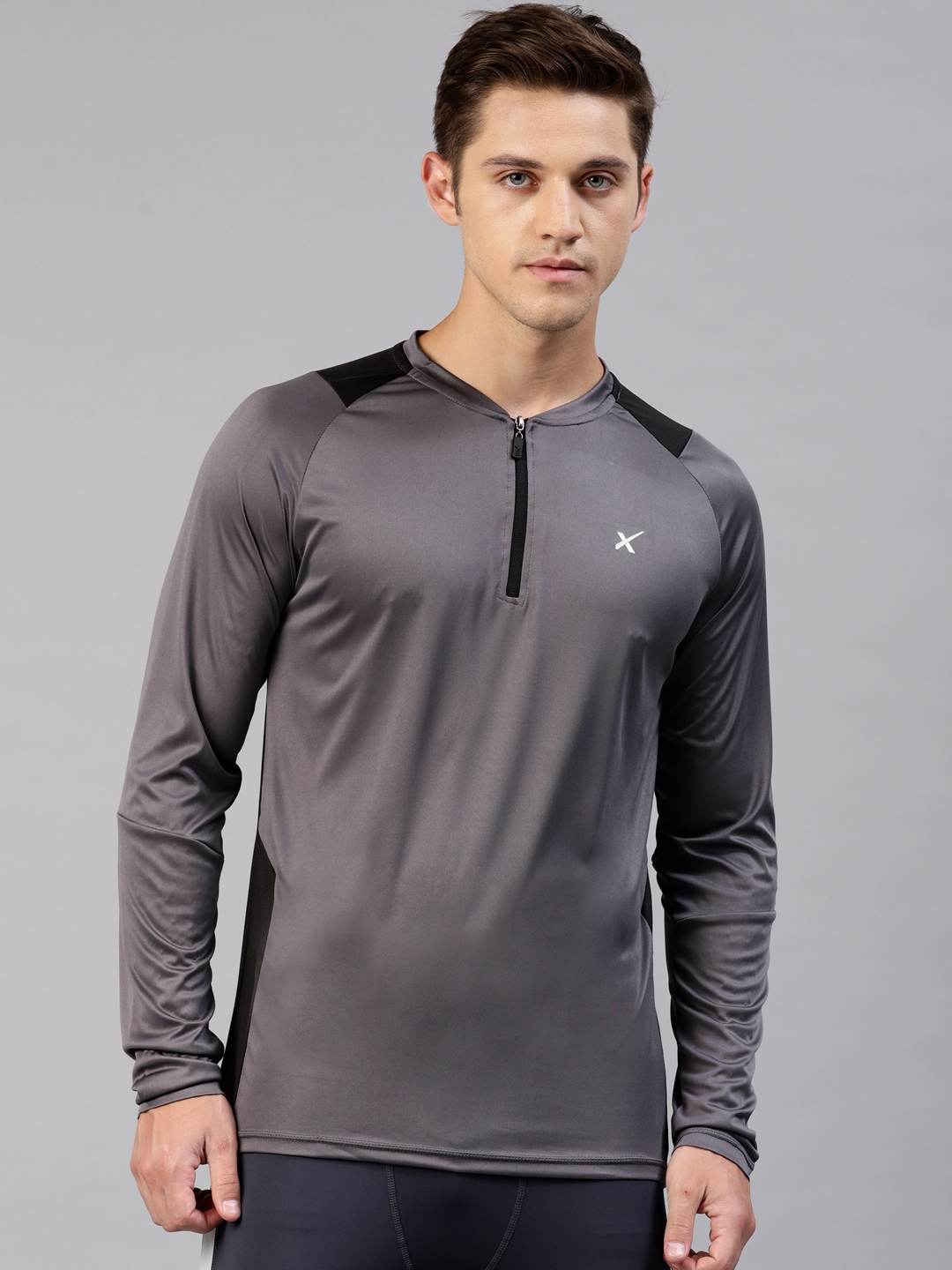 Buy HRX By Hrithik Roshan Men Charcoal Grey Solid Full Sleeves Rapid ...