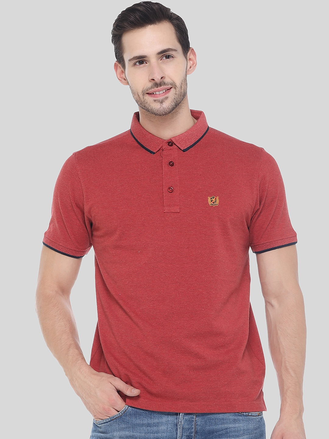 Buy BLACK BUCK Men Red Solid Polo Collar T Shirt - Tshirts for Men ...