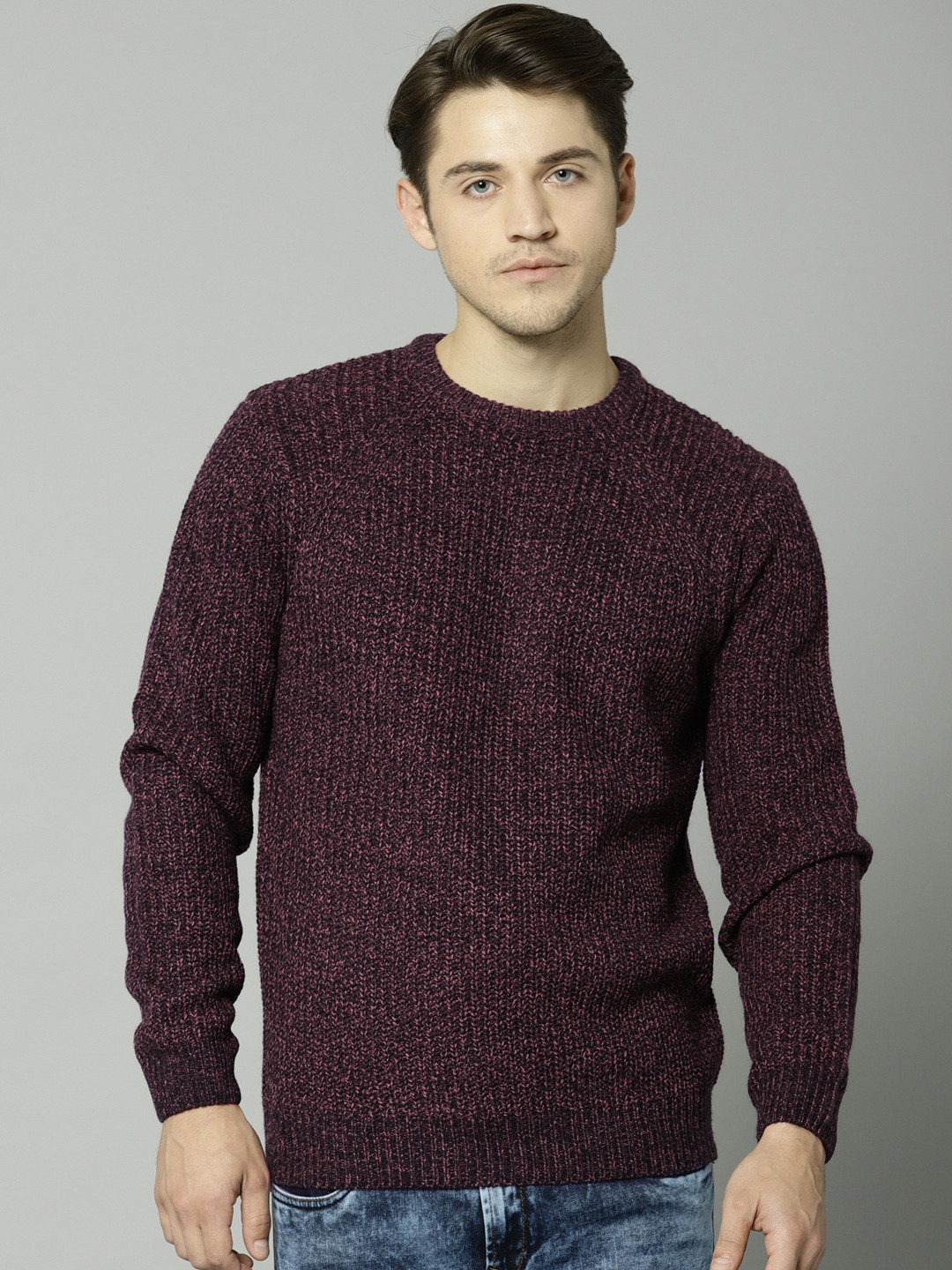 Buy Marks & Spencer Men Burgundy Solid Pullover Sweaters for Men