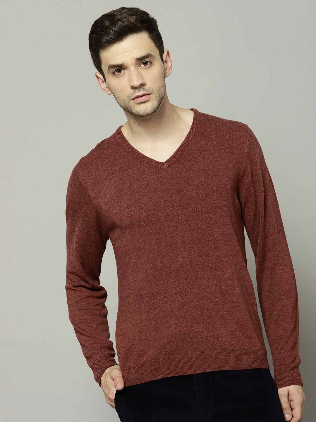 Buy Marks & Spencer Men Rust Brown Solid Pullover - Sweaters for Men 7697931 | Myntra