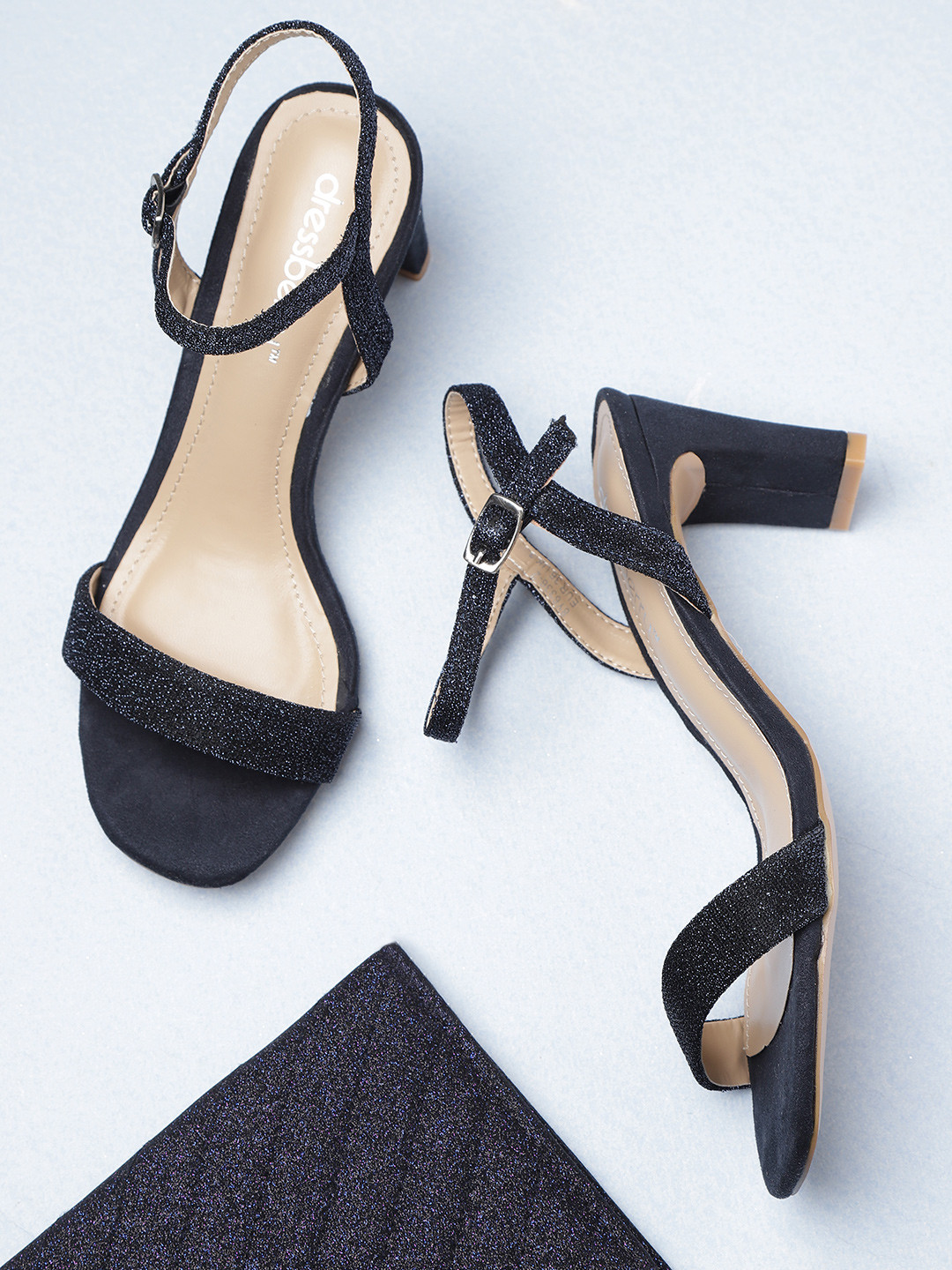 Buy DressBerry Women Navy Blue Embellished Heeled Sandals Heels for