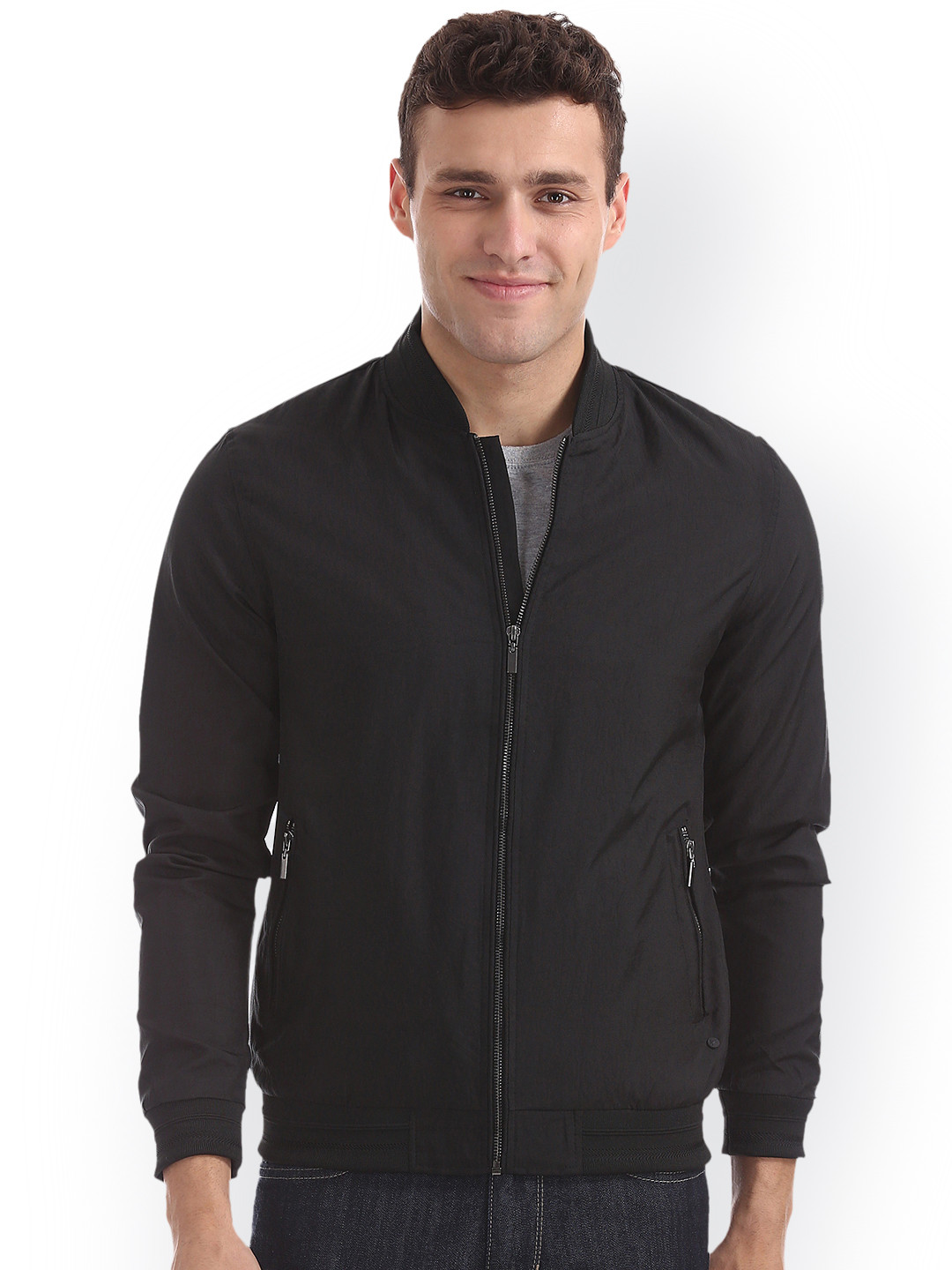 Buy Arrow New York Men Black Solid Bomber Jacket Jackets for Men