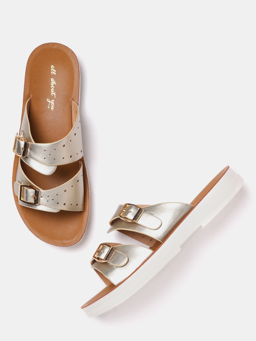 gold flats open toe