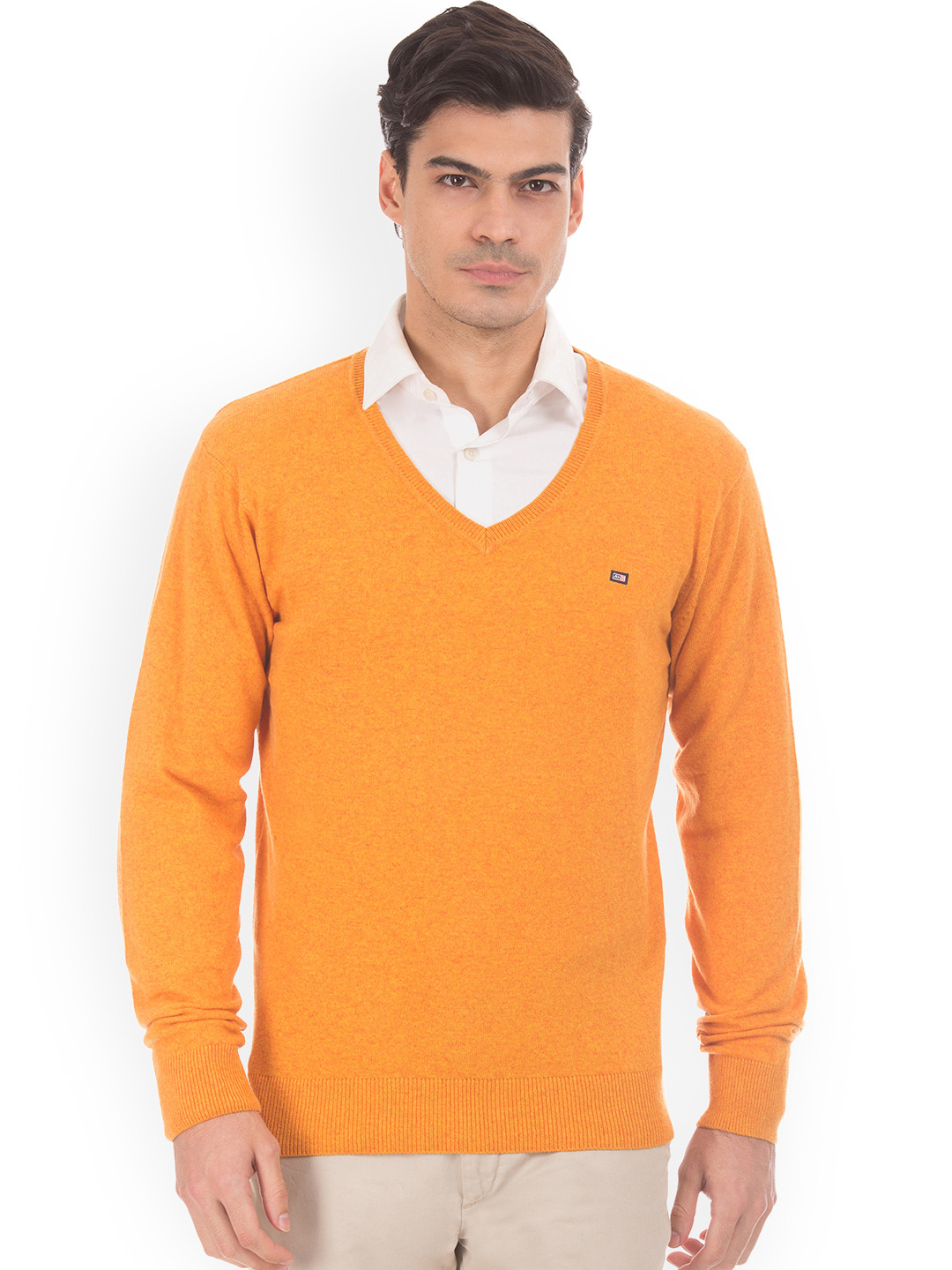 Buy Arrow Sport Men Yellow Solid Sweater - Sweaters for Men 7717282 | Myntra