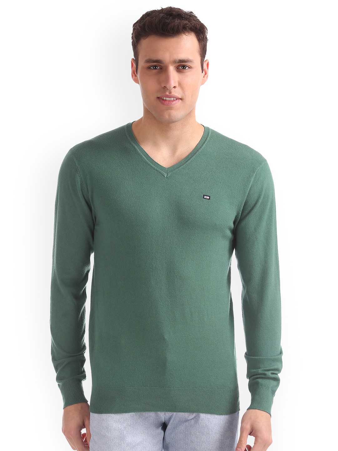 Buy Arrow Sport Men Green Solid Sweater - Sweaters for Men 7717355 | Myntra