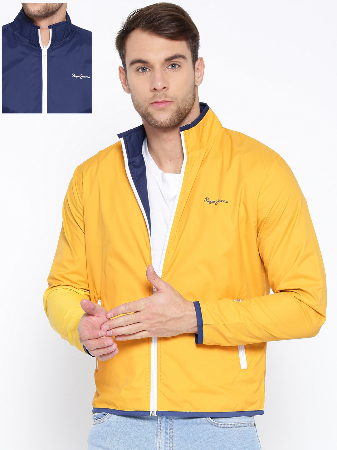 Buy Pepe Jeans Men Yellow Solid Reversible Tailored Jacket Jackets