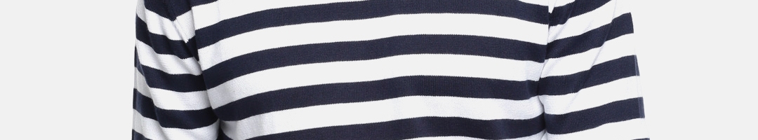 Buy Pepe Jeans Men Navy Blue & White Striped Pullover - Sweaters for ...