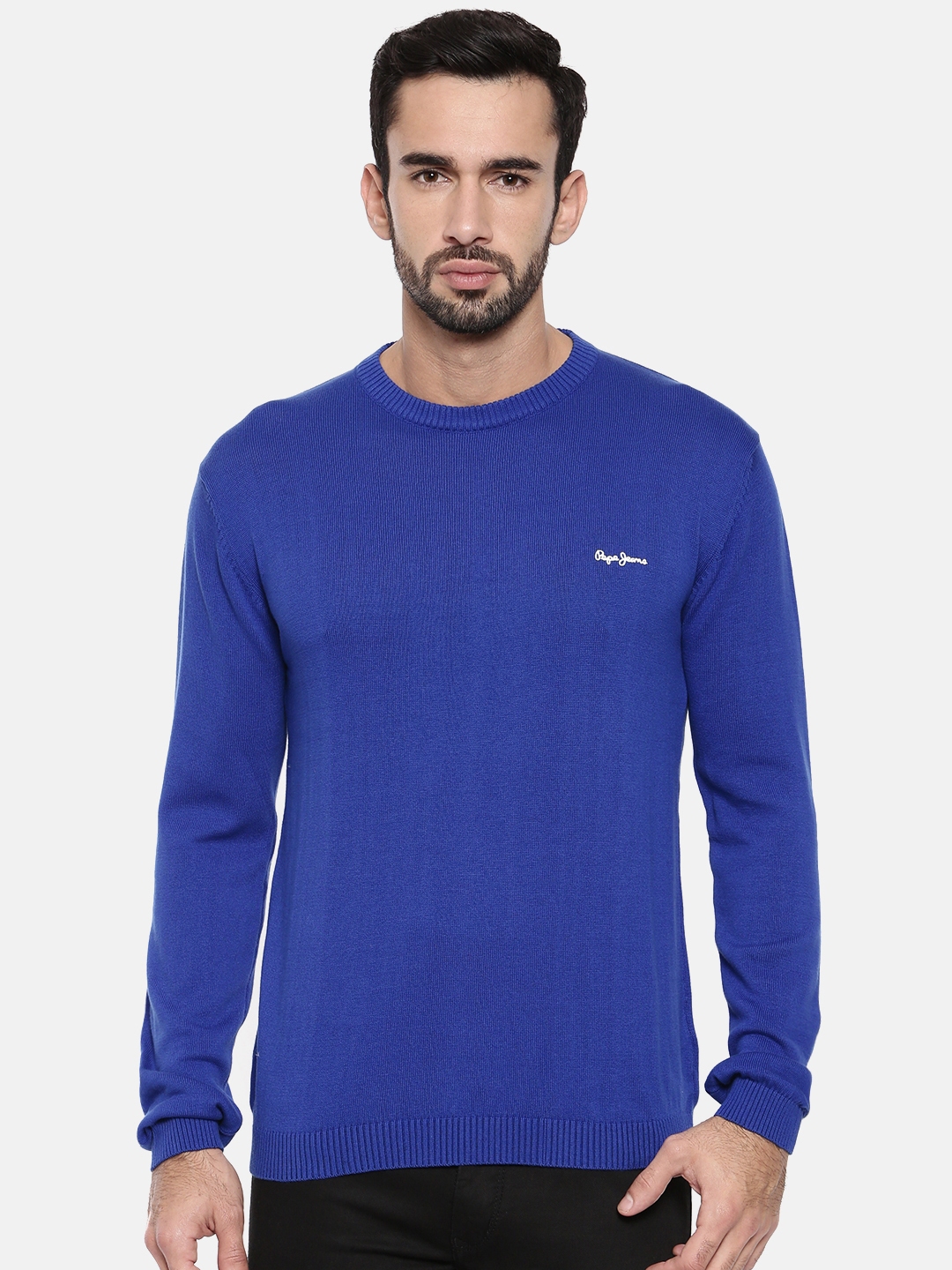 Buy Pepe Jeans Men Blue Solid Pullover - Sweaters for Men 7718929 | Myntra