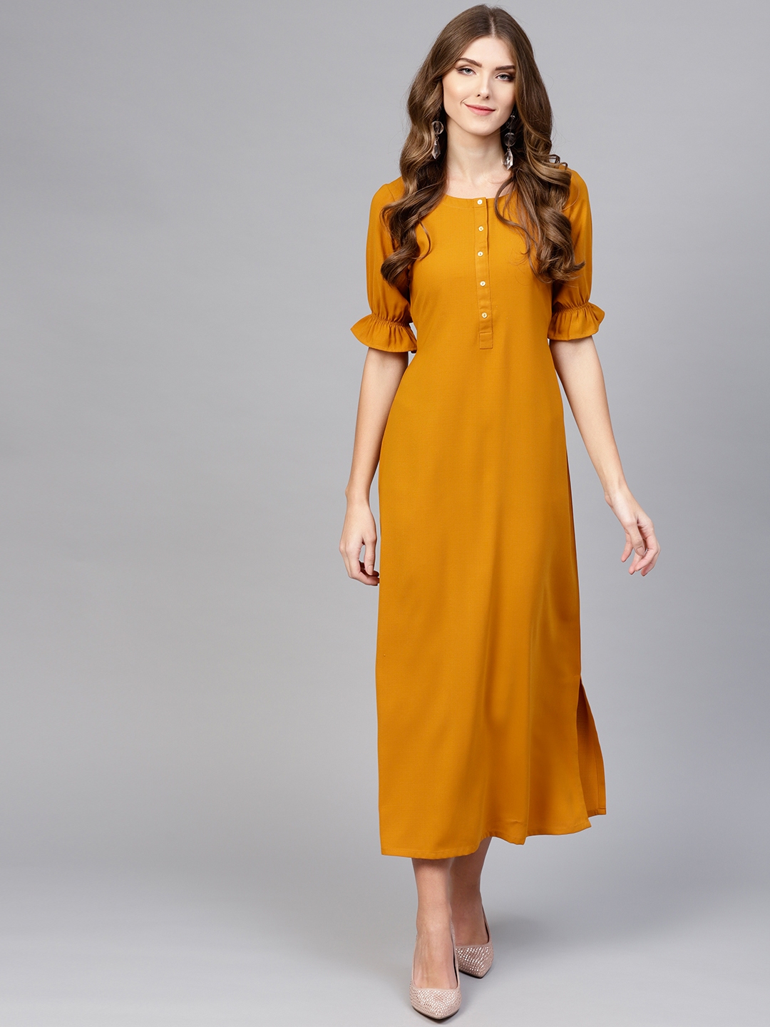 Buy Libas Women Mustard Yellow Solid Maxi Dress Ethnic Dresses For Women 7719042 Myntra 5146