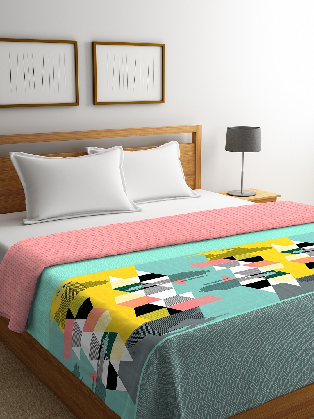 Buy Portico New York Multicoloured Geometric 120 GSM Double Bed