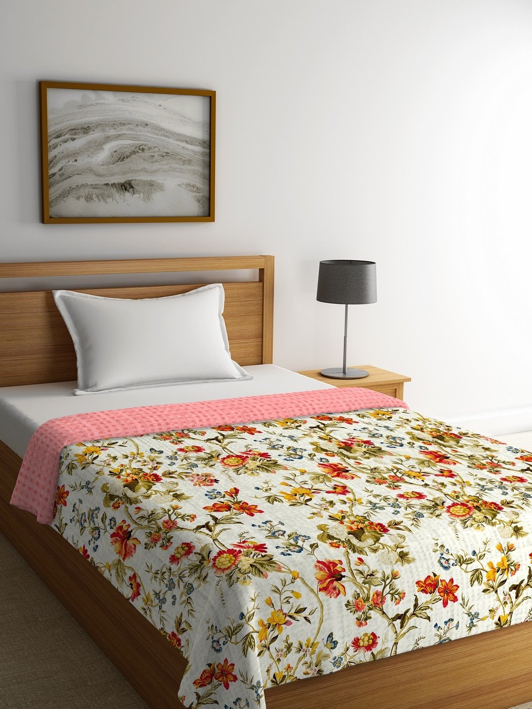 Buy Portico New York Beige Floral AC Room 120 GSM Single Bed Comforter