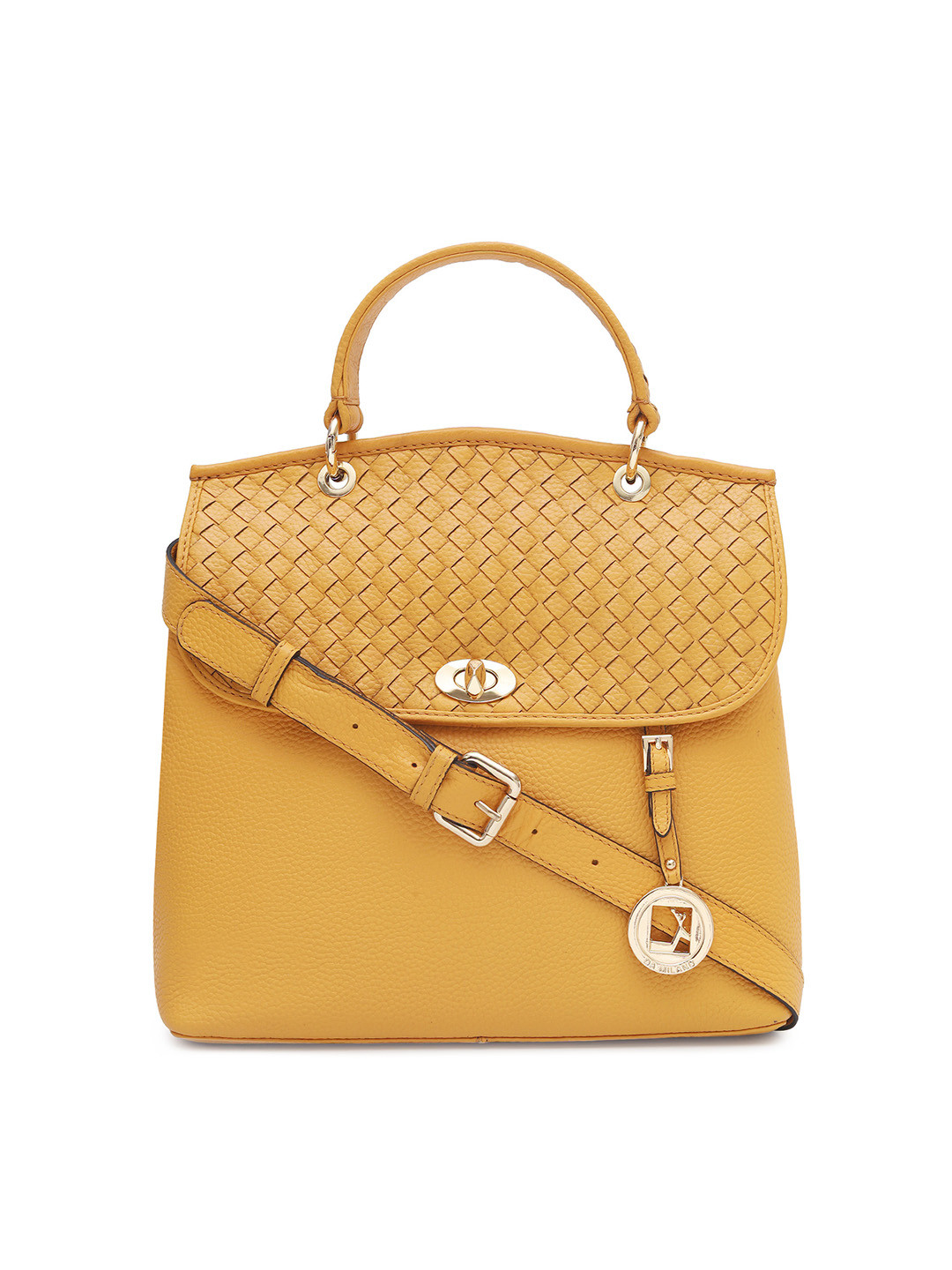 Buy Da Milano Mustard Yellow Textured Leather Handheld Bag Handbags for Women 7723280 Myntra