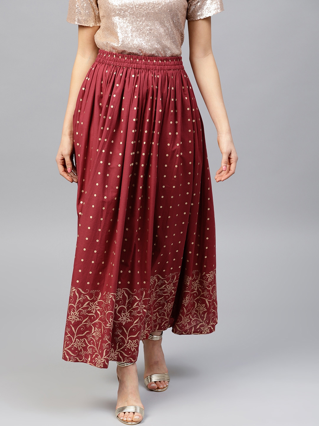 long maroon maxi skirt