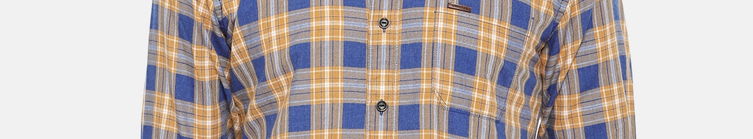 Buy Wrangler Men Yellow & Blue Slim Fit Checked Casual Shirt - Shirts ...