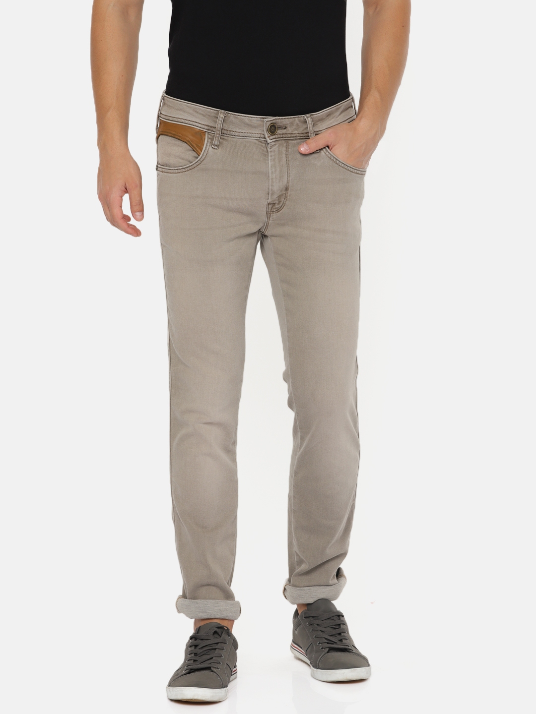 Buy Wrangler Men Beige Slim Fit Low Rise Clean Look Stretchable Jeans ...