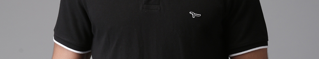 Buy Flying Machine Men Black Solid Polo Collar T Shirt - Tshirts for ...