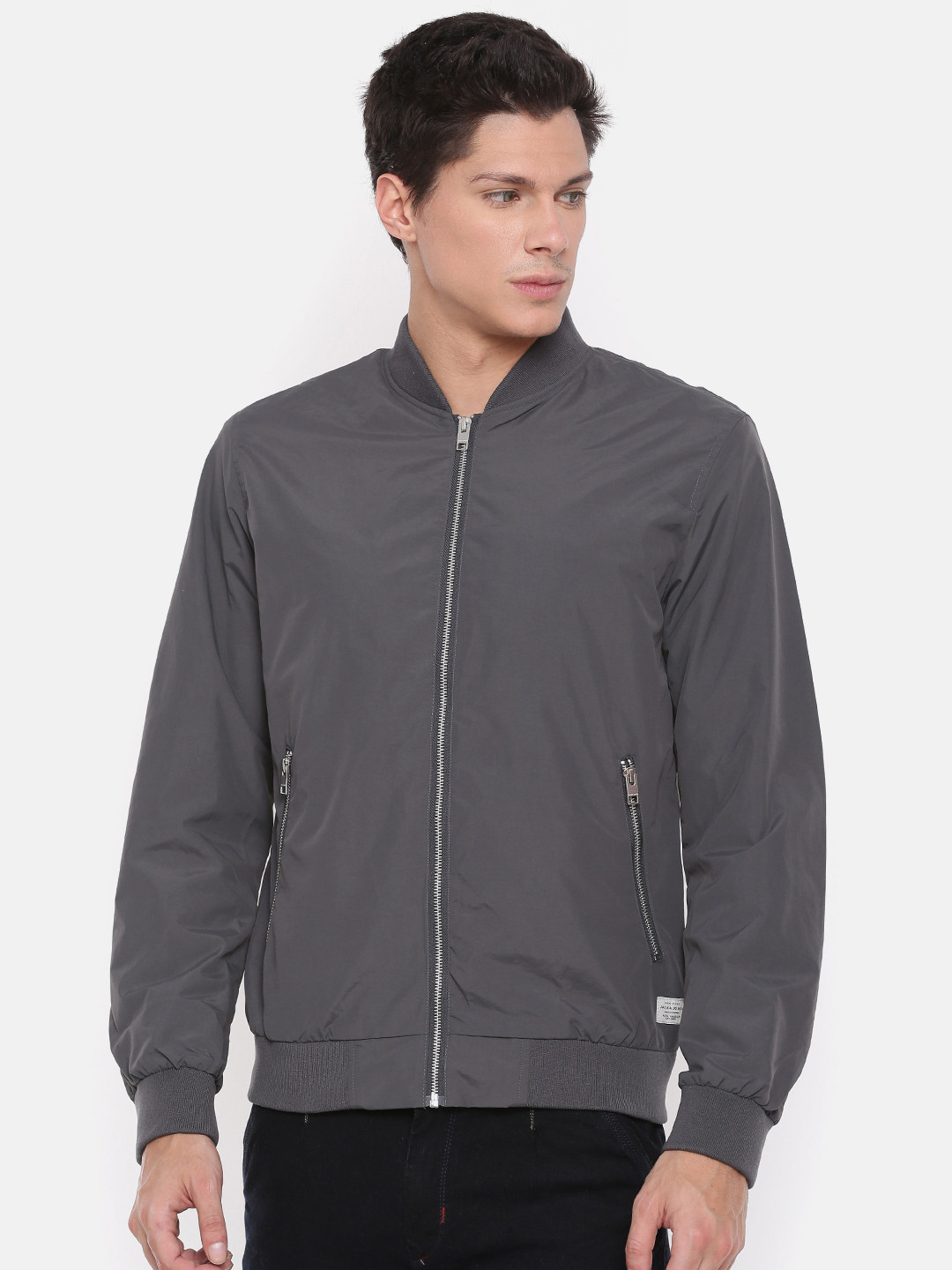 Buy Jack & Jones Men Grey Solid Bomber Jackets for Men 7732025 Myntra