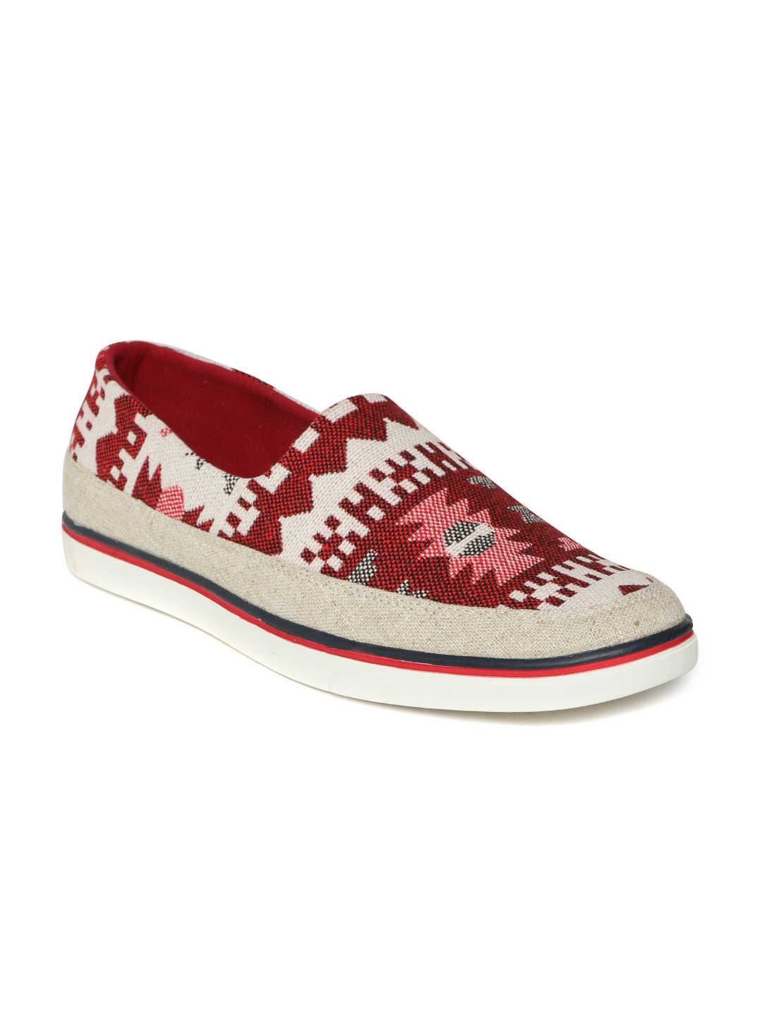 Buy Aeropostale Men Red & Beige Woven Design Slip On Sneakers Casual