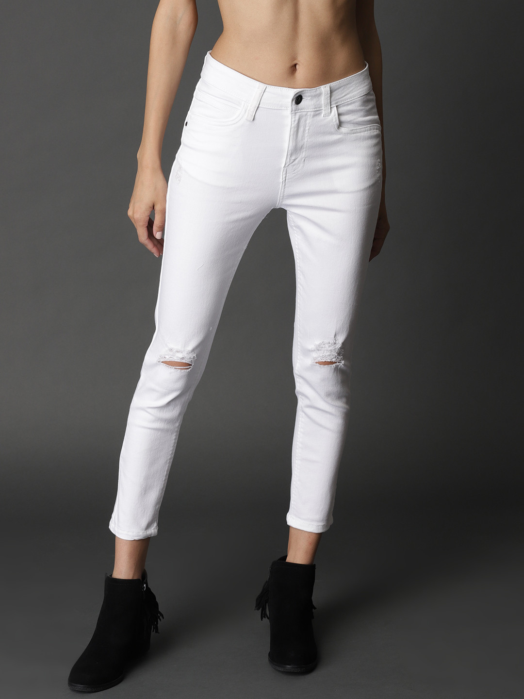 LADIES WHITE DENIM RIPPED SKINNY JEANS SIZE NEW 6-14 UK | eBay