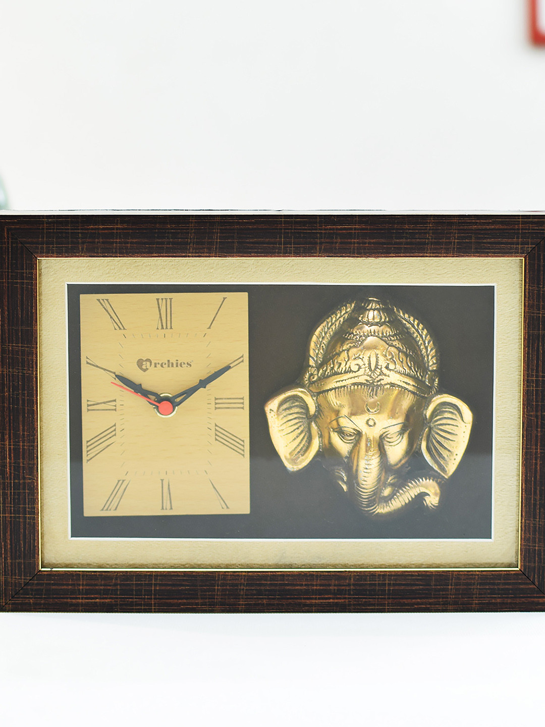 Buy Archies Brown Rectangle Solid Analogue Table Clock Clocks for