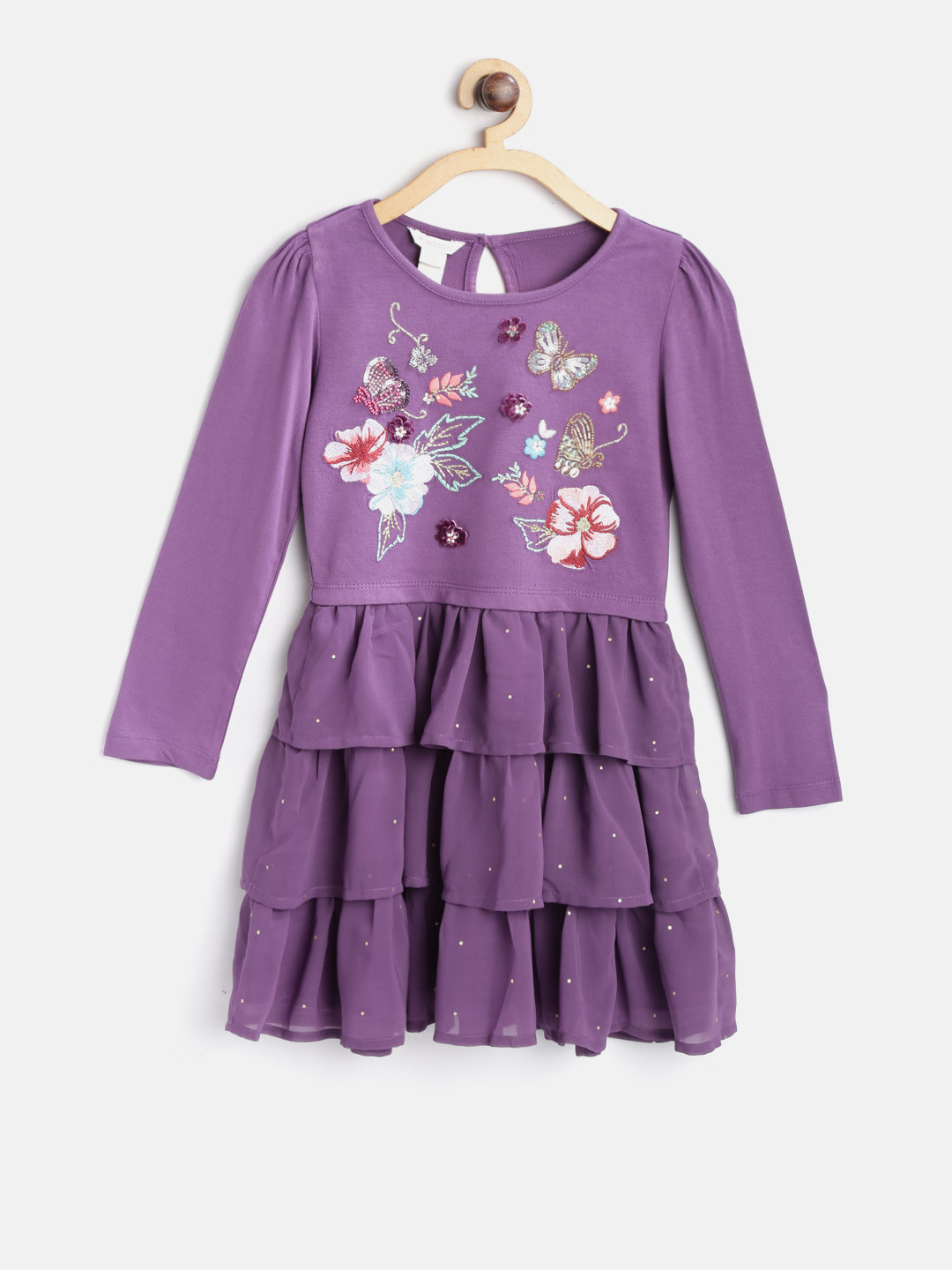 Buy MONSOON CHILDREN Girls Purple Embroidered Fit And Flare Dress