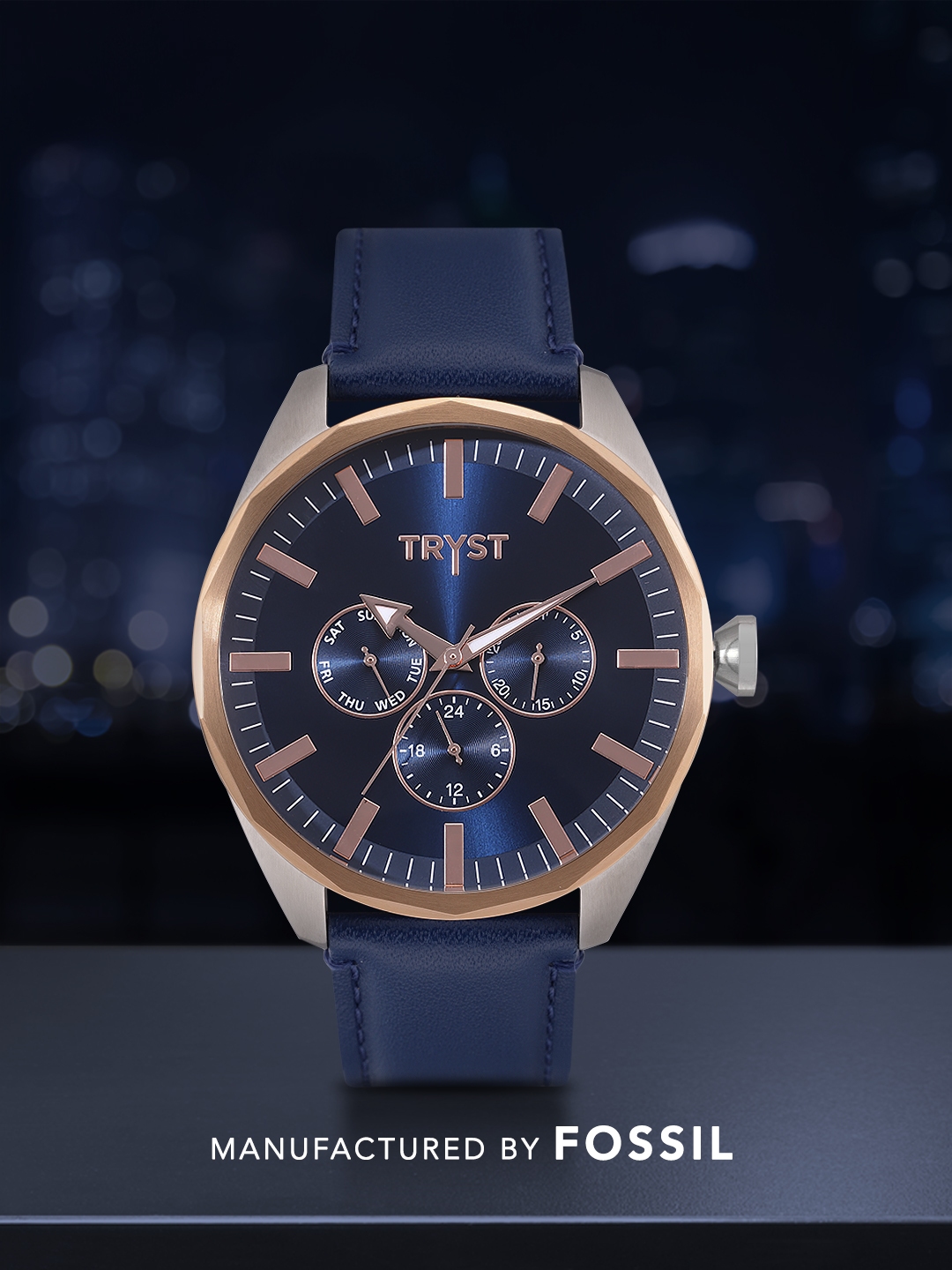TRYST Manufactured Serviced By Fossil Men Blue Watch Watches