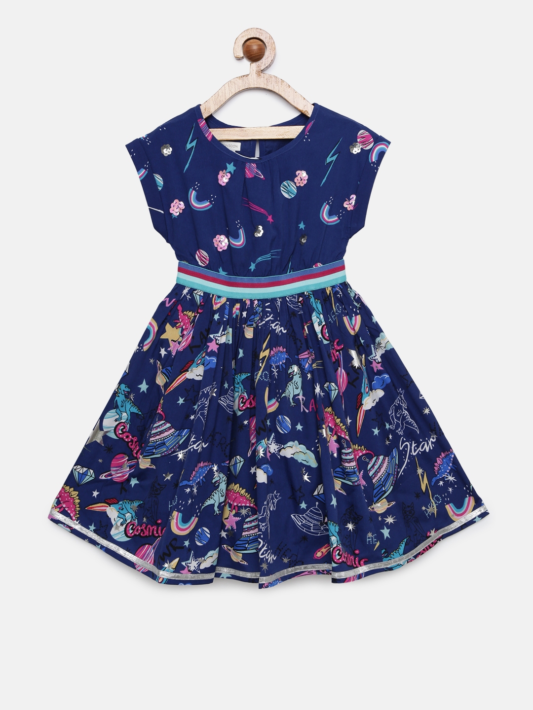 Buy Monsoon Children Girls Blue Printed A Line Dress Dresses For