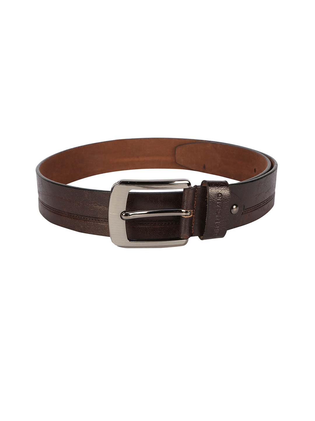 Buy Peter England Men Brown Textured Leather Belt Belts for Men