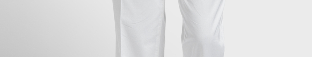 Buy ColorPlus Men White Regular Fit Solid Formal Trousers - Trousers ...