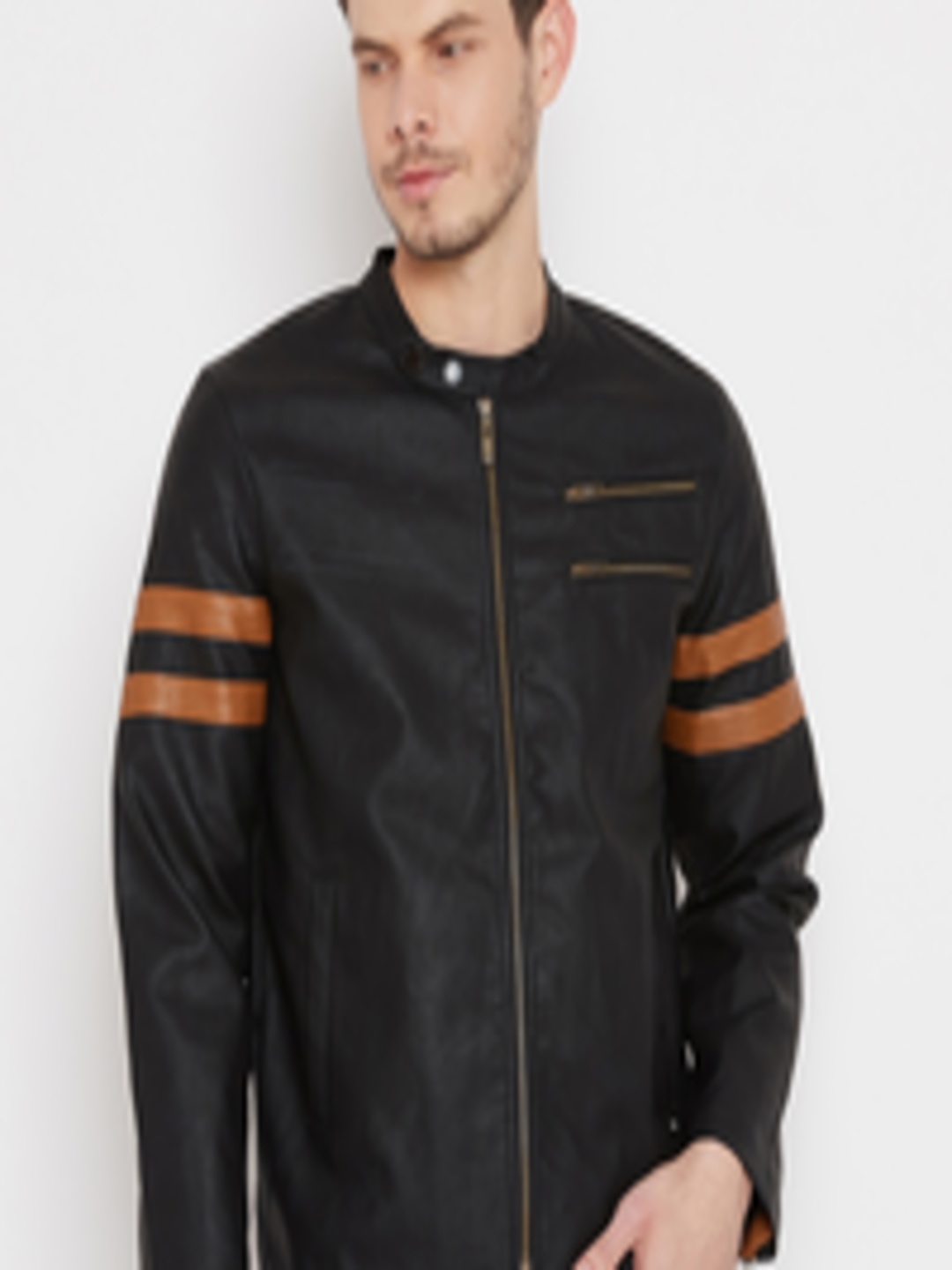 Buy Duke Men Black Striped Biker Jacket - Jackets for Men 7742024 | Myntra