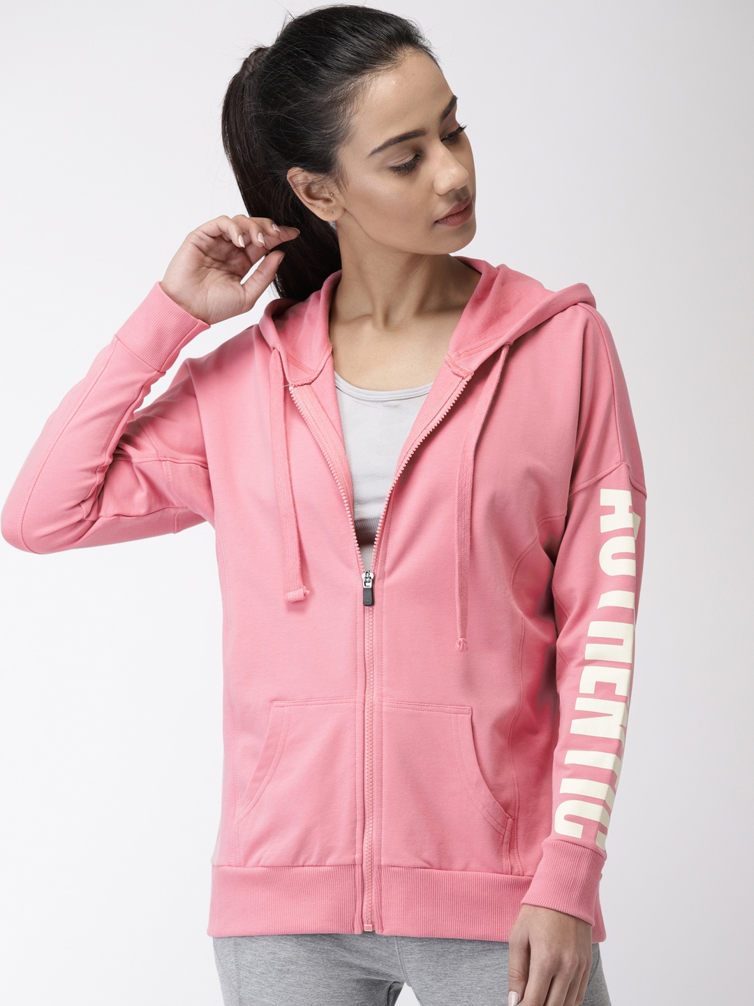 Buy Kappa Women Pink Solid Hooded Sweatshirt - Sweatshirts for Women 7744352 | Myntra