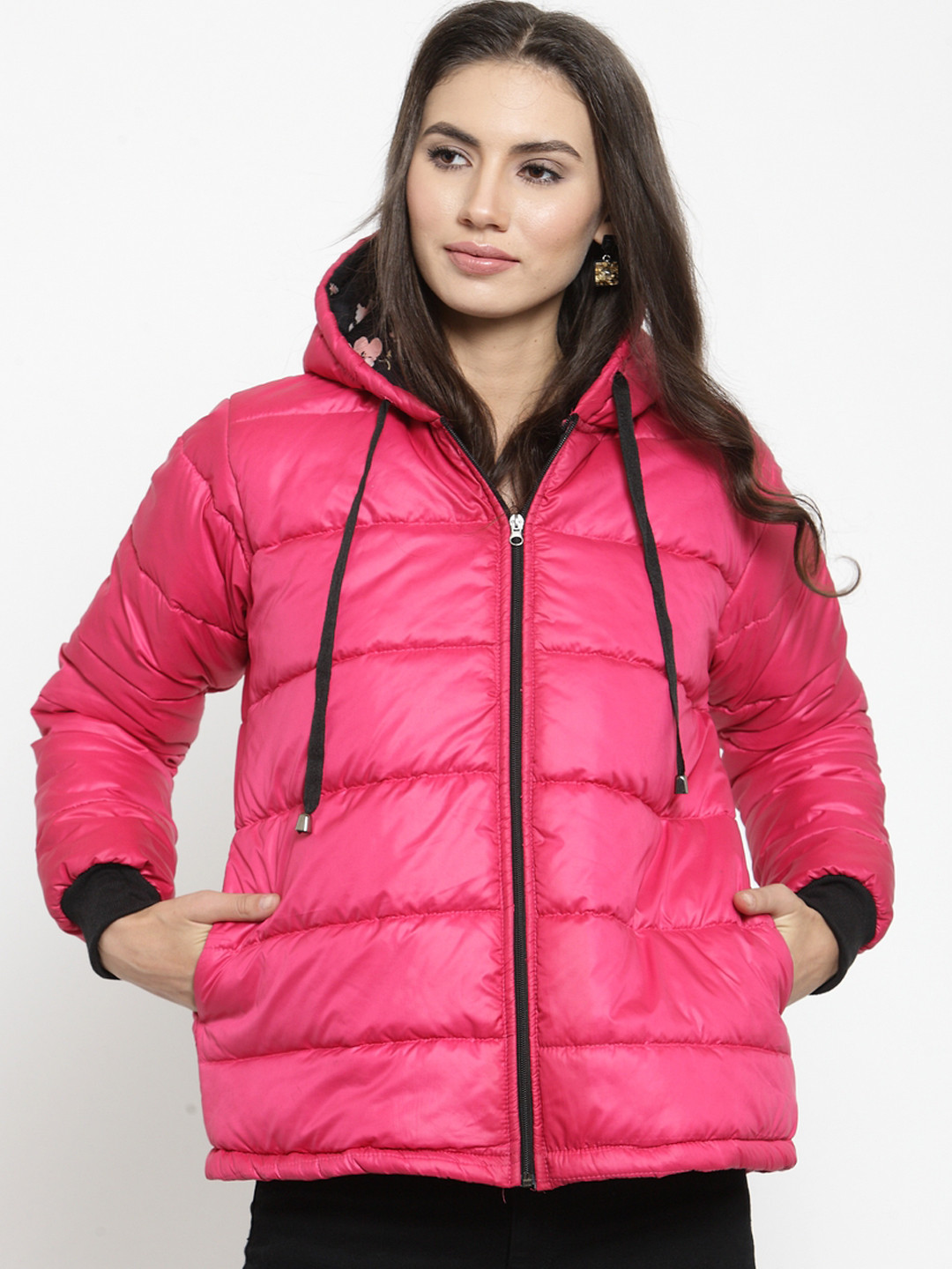 Buy Belle Fille Women Pink Solid Quilted Jacket Jackets for Women