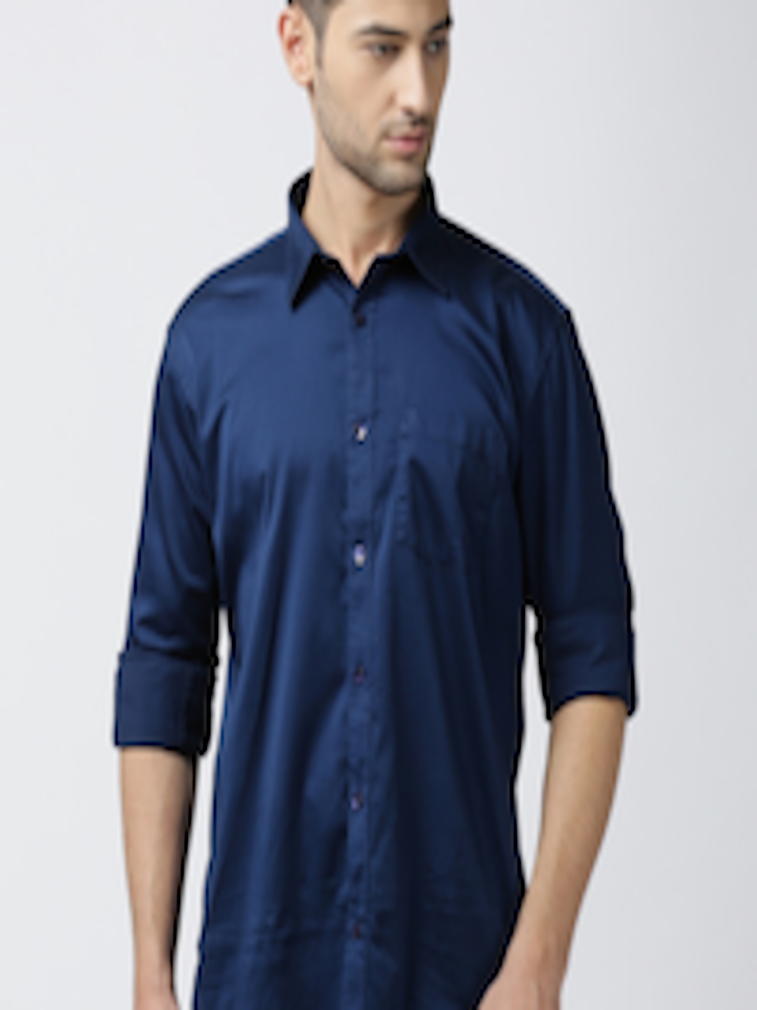 Buy JDC Men Navy Blue Slim Fit Solid Casual Shirt - Shirts for Men ...