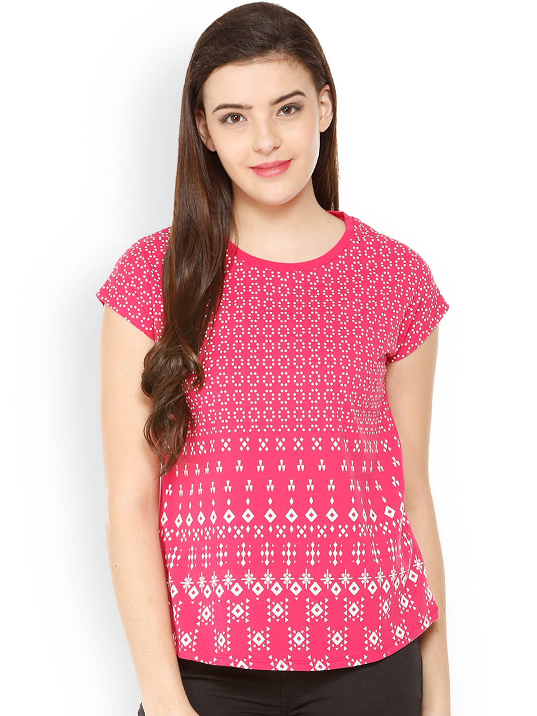 Buy People Women Pink Printed Pure Cotton Top Tops for Women 7744929