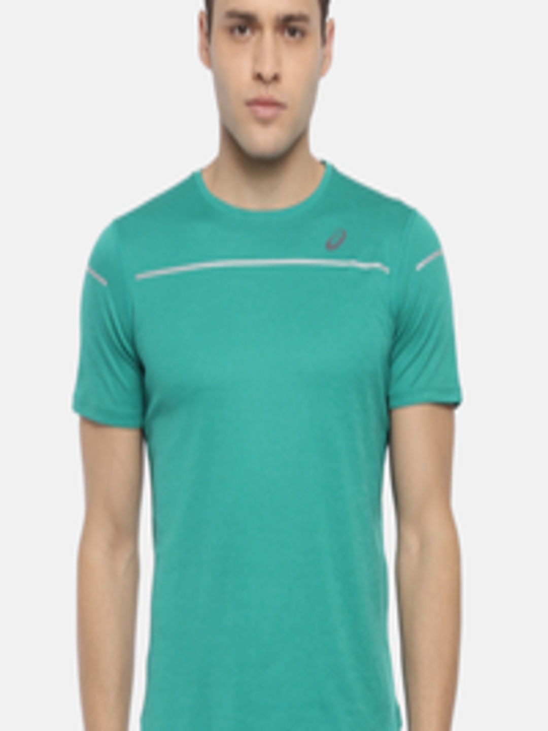 Buy ASICS Men Green Solid LITE SHOW SS Round Neck Running T Shirt ...