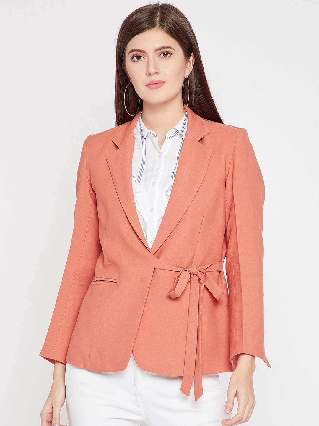 Buy Marie Claire Women Coral Coloured Single Breasted Blazer Blazers for Women 7746656 Myntra