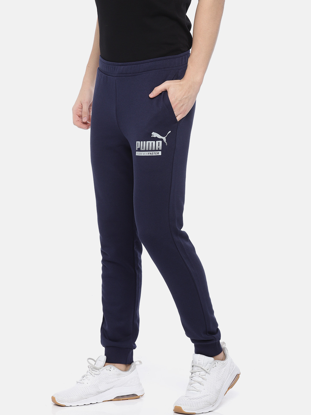 Buy Puma Men Navy Blue Graphic TR Cl XIII Solid Joggers Track Pants