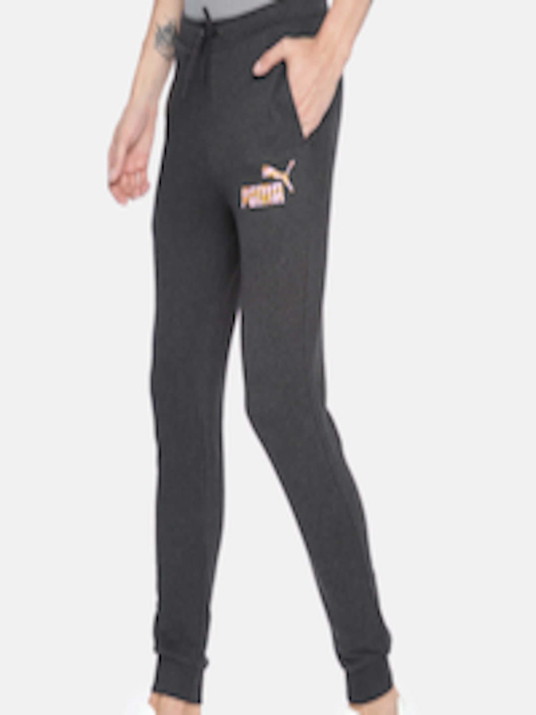 Buy Puma Men Charcoal Grey Graphic Pants Cl I Joggers - Track Pants for ...