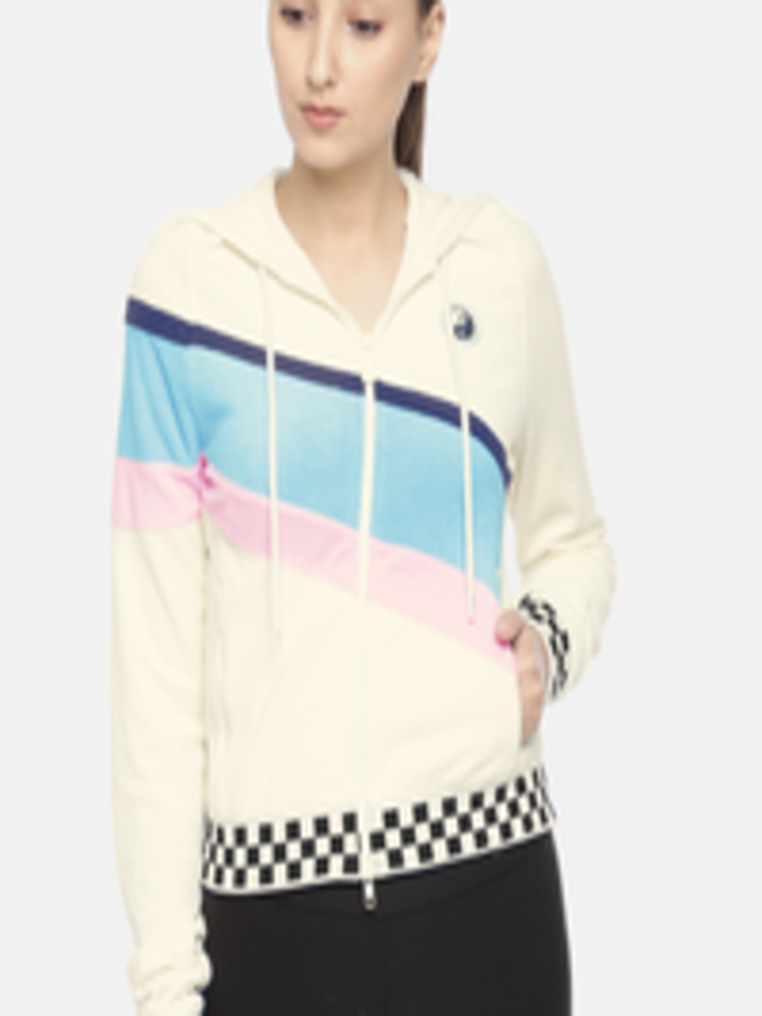 Buy Puma Women Off White Embroidered TERRYCLOTH ZIP UP RACING Hooded ...