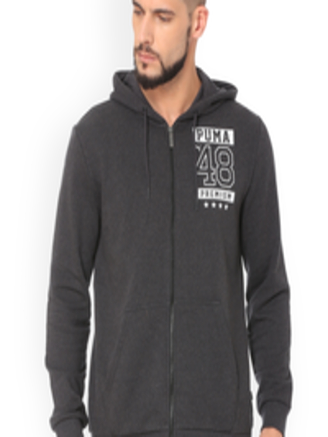 Buy Puma Men Charcoal Grey Graphic FZ Track Hoody TR VIII - Jackets for ...