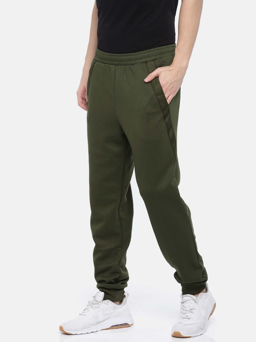 Buy Puma Men Olive Green Ferrari Solid Joggers Track
