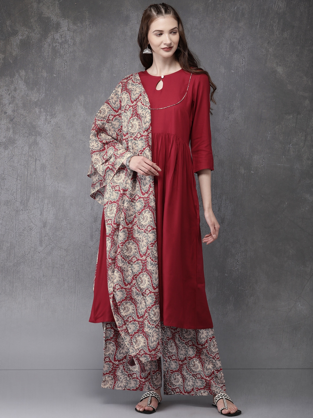 anouk maroon kurta set