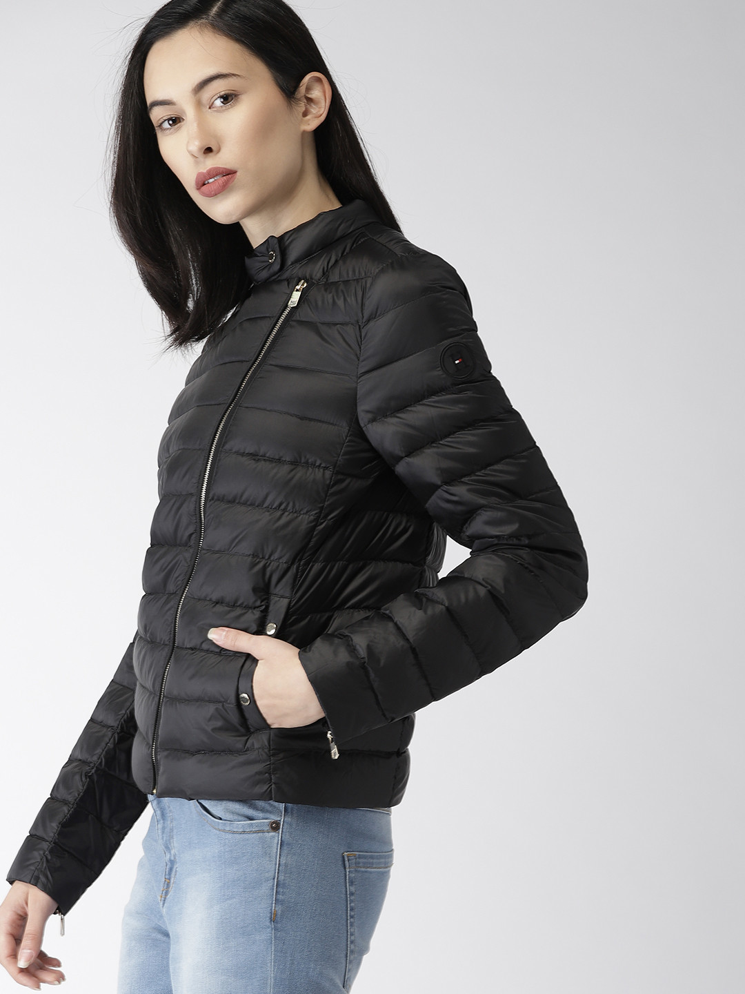 Buy Tommy Hilfiger Women Black Solid Lightweight Puffer Jacket