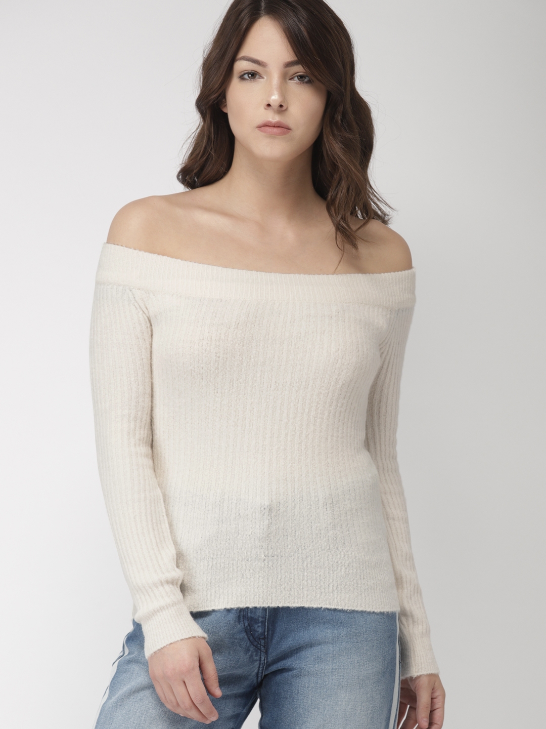 Buy FOREVER 21 Off White Off Shoulder Top - Tops for Women 7759346 | Myntra