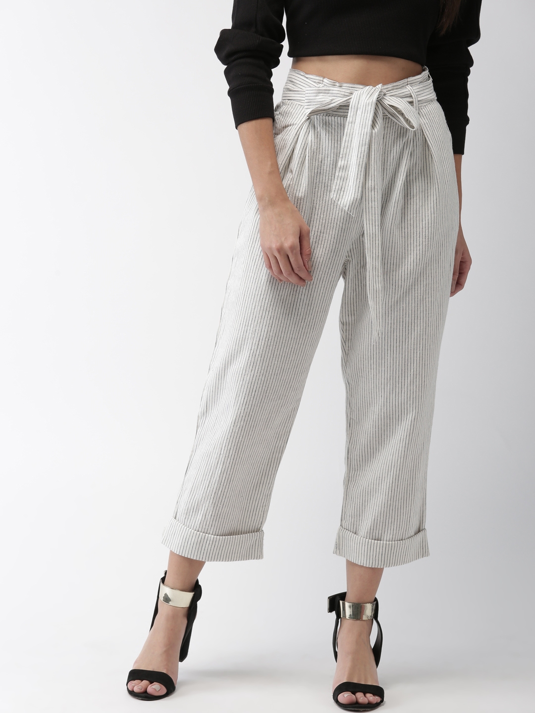 striped cigarette pants