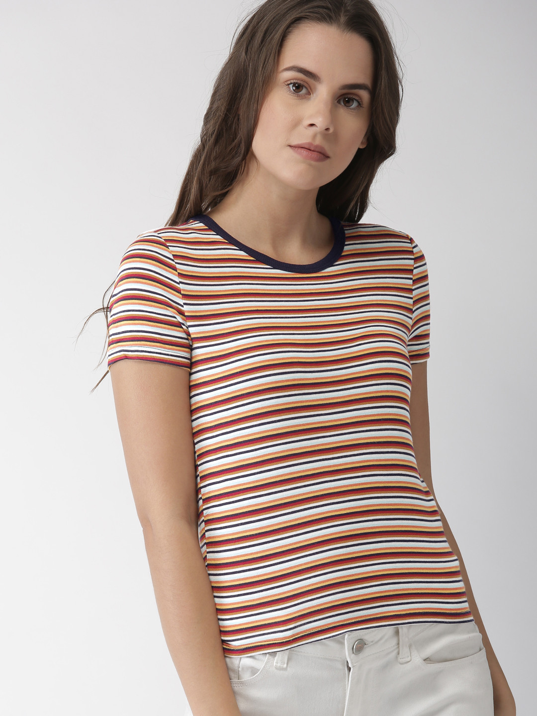 multicoloured striped top womens