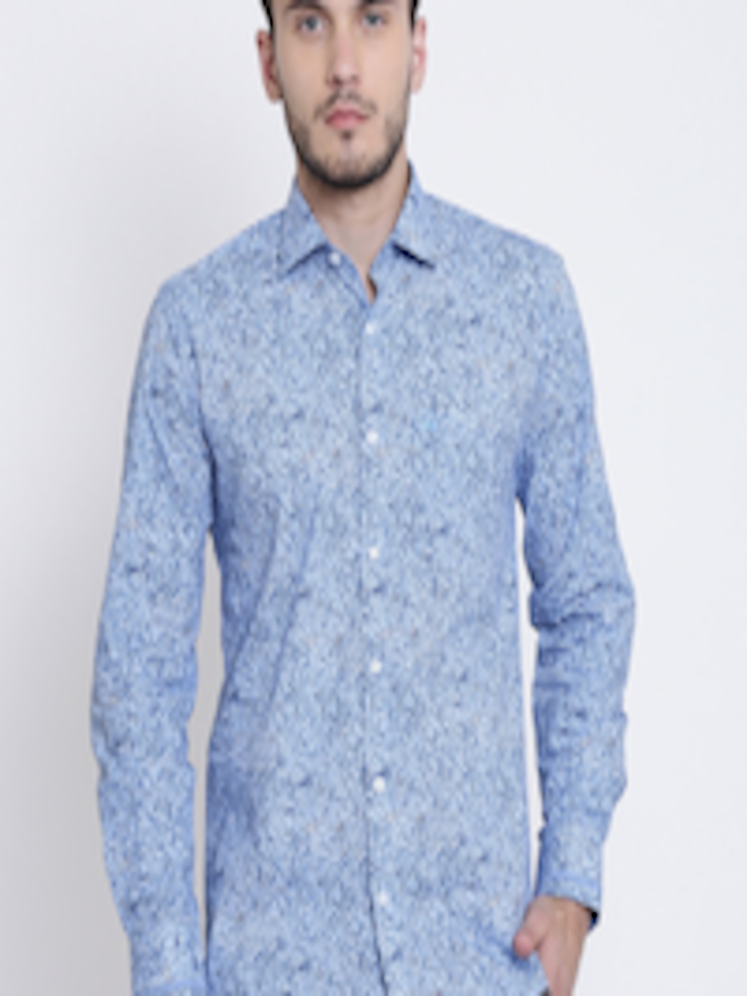 Buy Crimsoune Club Men Blue Slim Fit Printed Casual Shirt - Shirts for ...