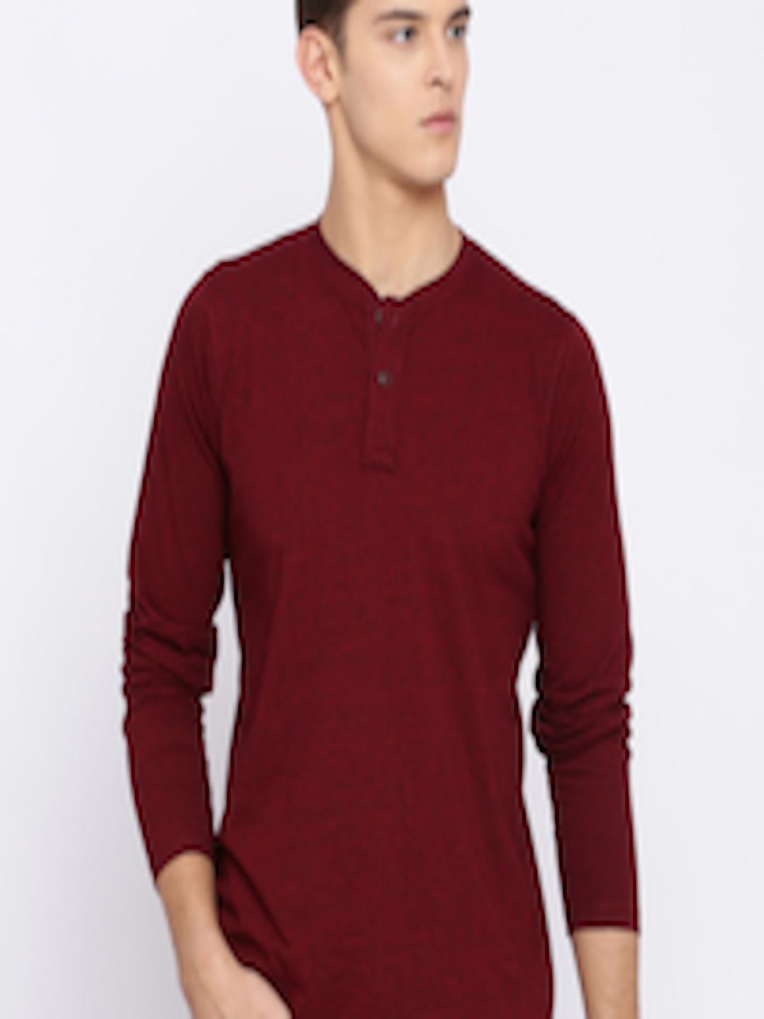 Buy Basics Men Red Solid Henley Neck T Shirt - Tshirts for Men 7763824 ...